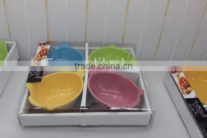 Set of 4 colorful ceramic tapas bowl set,snack tray