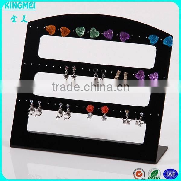 L shaped floor acrylic earring display stand holder with black color plexiglass earring rack