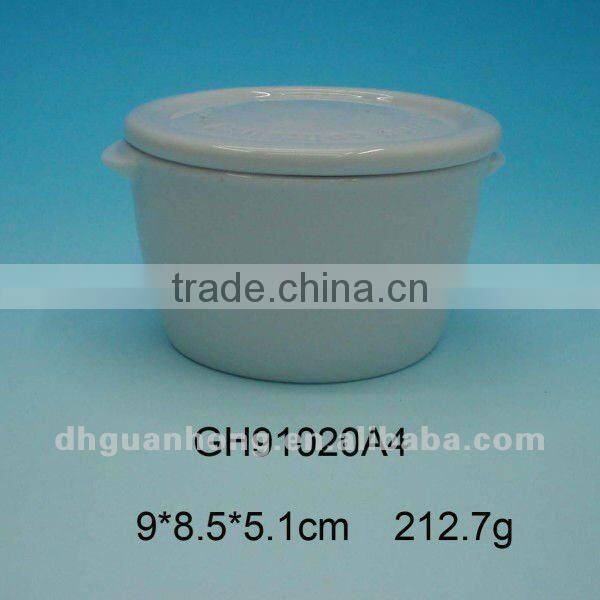 round ceramic white storage containers with lid