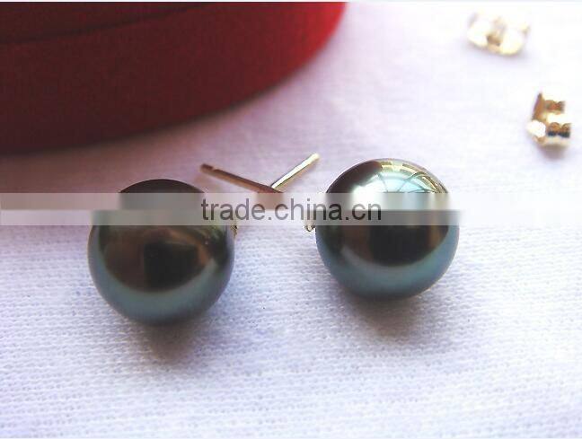 AAA 10-11mm Perfect round tahitian pear earrings