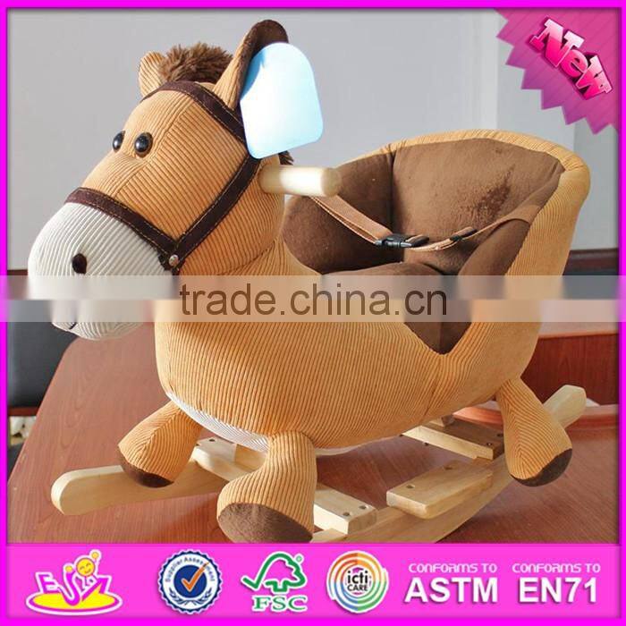 2017 New products baby funny animal with music wooden rocking horse for 2 year old W16D097