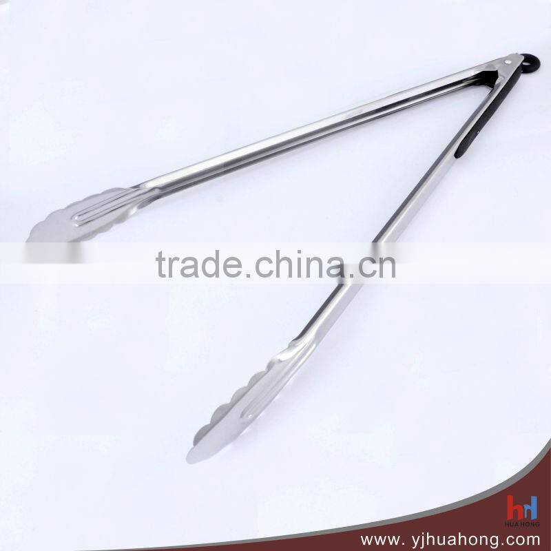 16" Long Skidproof Handle Stainless Steel Food Tongs