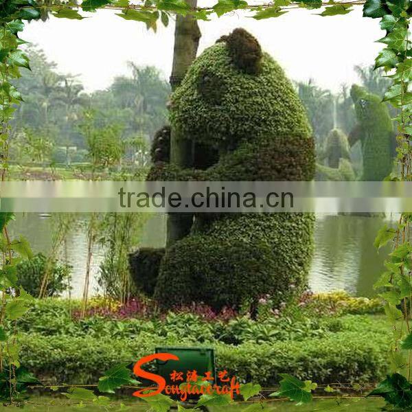 Wholesale garden decorative aritificial Panda topiary large artificial green carton topiary