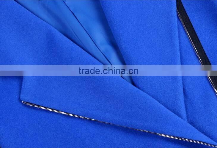 2015 ladies quality coat long sleeve woman oem wholesale factory wool/polyester coat