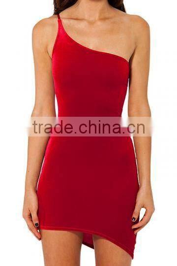Hot Girl Sexy Night Club One Shoulder Bodycon Dress of Velvet HSD2192