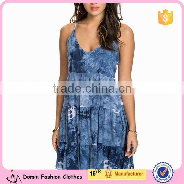 Fashionable Trend Tank Layered Women Sleeveless Cross Back Straps Mini Dress
