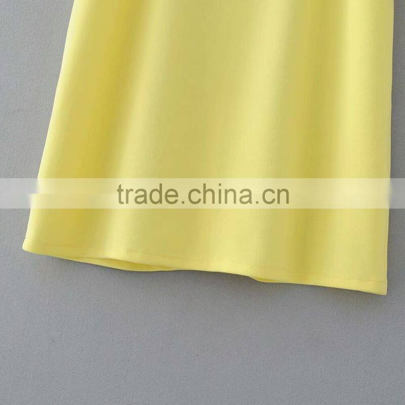 Women ready goods fashion summer fancy yellow dress