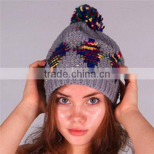 Economic professional keep warm embroidered knitted Korean beanies hat