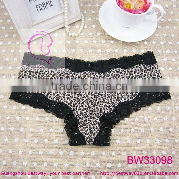Very fashion hot panties printed leopard panties with lace & bow