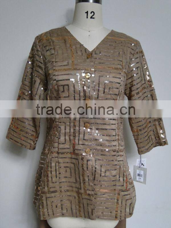 ladies formal embroidery with sequins pant suit