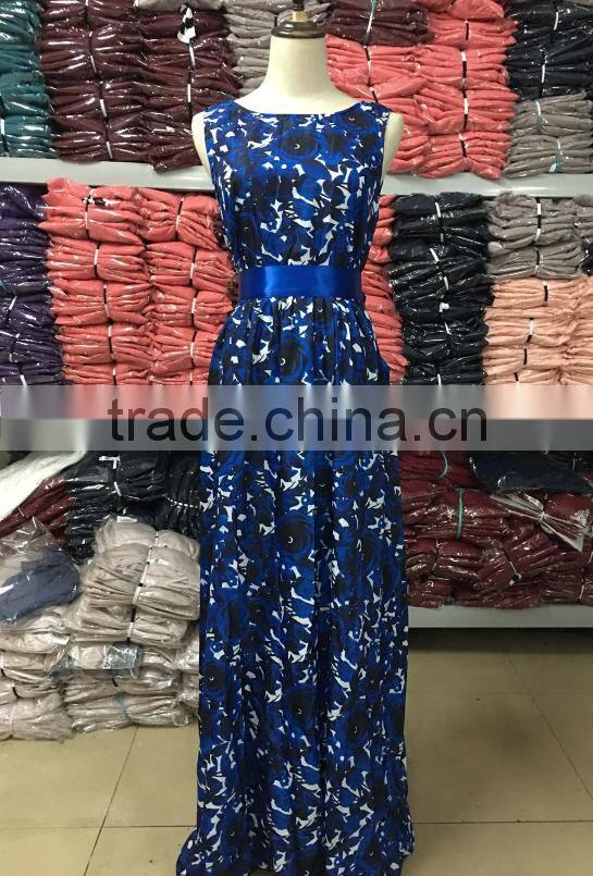 2016 latest new selling printed halter sleeveless formal long dress