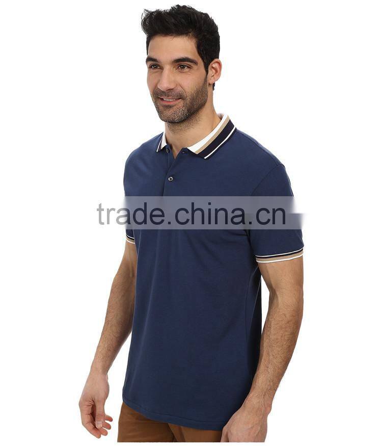 2015 latest custom short sleeve mens fancy pique camisetas polo, ribbing camisetas polo