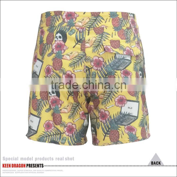 Direct Manufacturer OEM New allover pineapple print swimwear 2017 custom print men's swim trunks