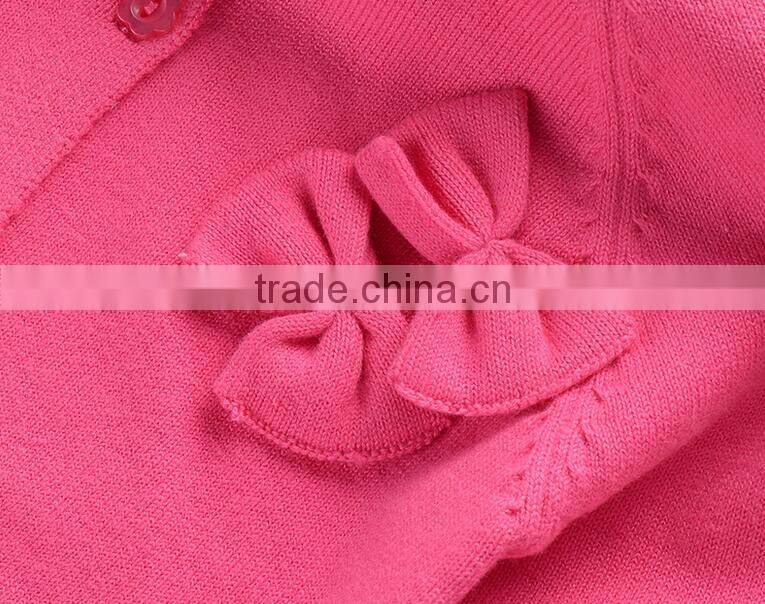 OEM 100% cotton knitted cute bows girls pink cardigan sweaters
