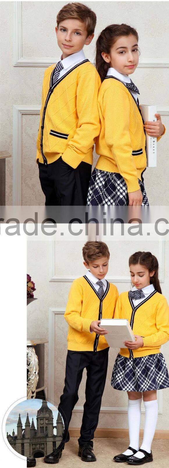 Cheap price pure color knitted school uniform manufacturers