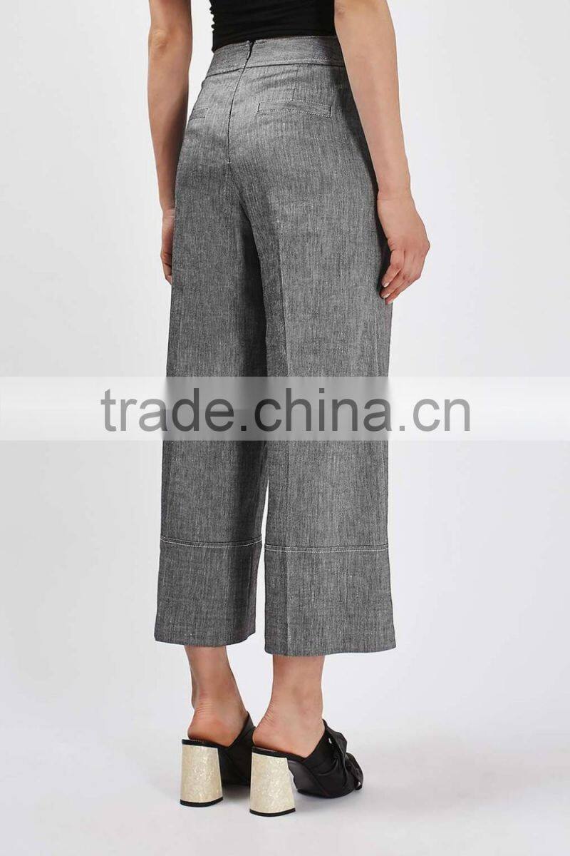 Ladies new style capri wide leg formal office style fashion linen dress shirt coat pants