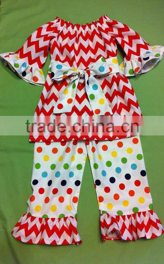Christmas Clothing Sets Baby Girls Candy Top Pants Sets Kids Chevron Christmas Boutique Outfits