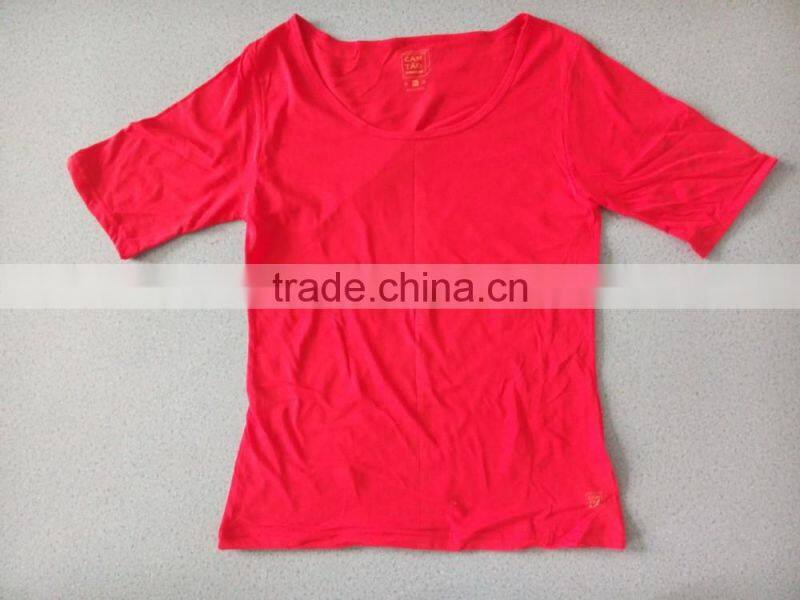 Stock lot 35 cotton and 65 polyester ladies t shirt