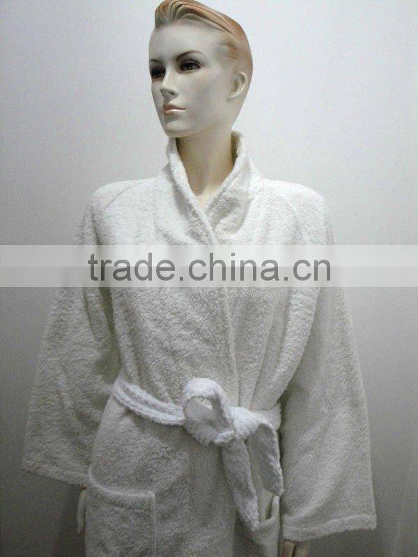 Terry cotton plain unisex bathrobe