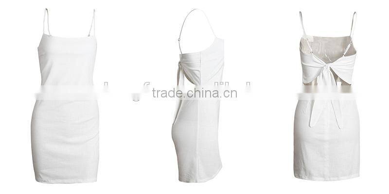 Bow Casual Linen Sexy Dress Backless Beach Summer Dress Sexy Honeymoon Dresses Fit Vestidos
