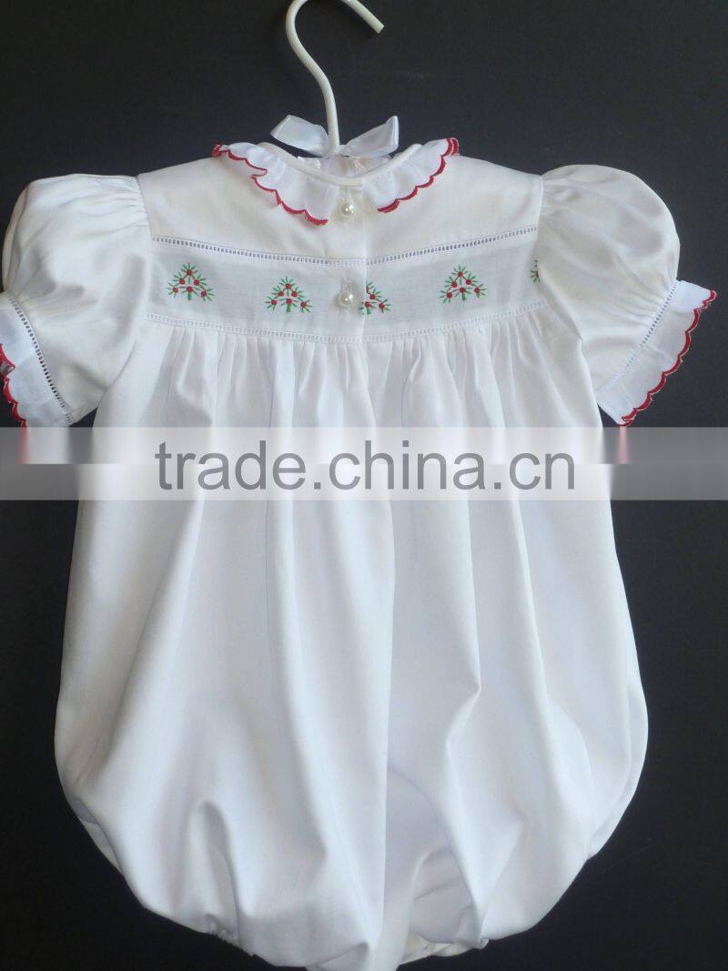 Baby Girls Christmas Trees Romper Kids White Bubble