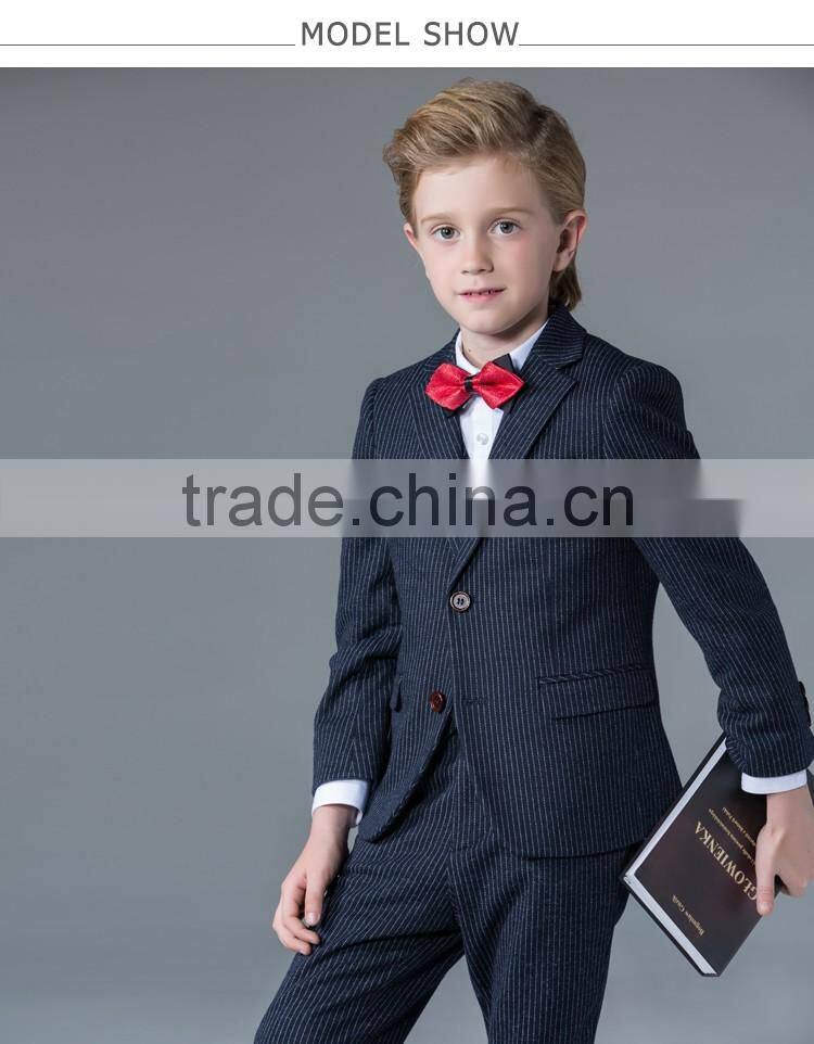 ELPA fancy kids clothes boys tailor made dark blue striped knitted wholesale 3 piece kids suits