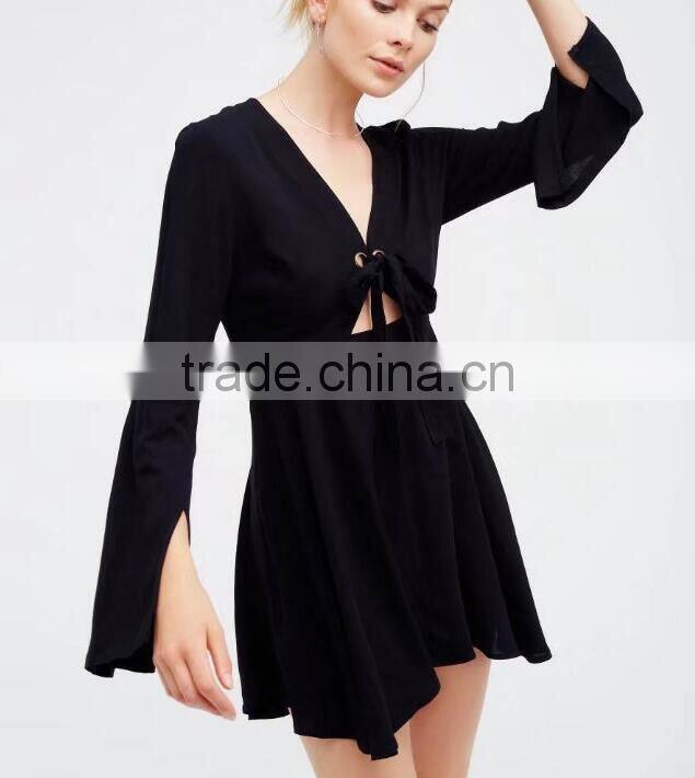 Runwaylover 154 Europe Style 2017 Ladies Sexy Deep V-Neck Casual Dress