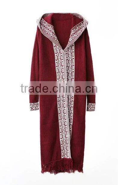 Runwaylover EY1054C New Fashion 2017 Ladies Long Style Embroidery Cardigan Coats