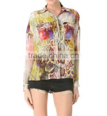 women fancy cobra printed good quality chiffon tops