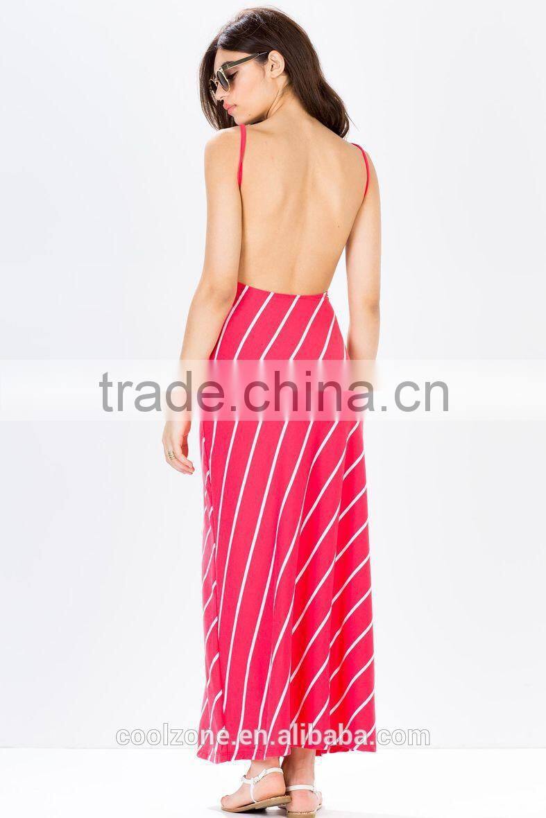 Classic allover stripe print maxi dresses for women