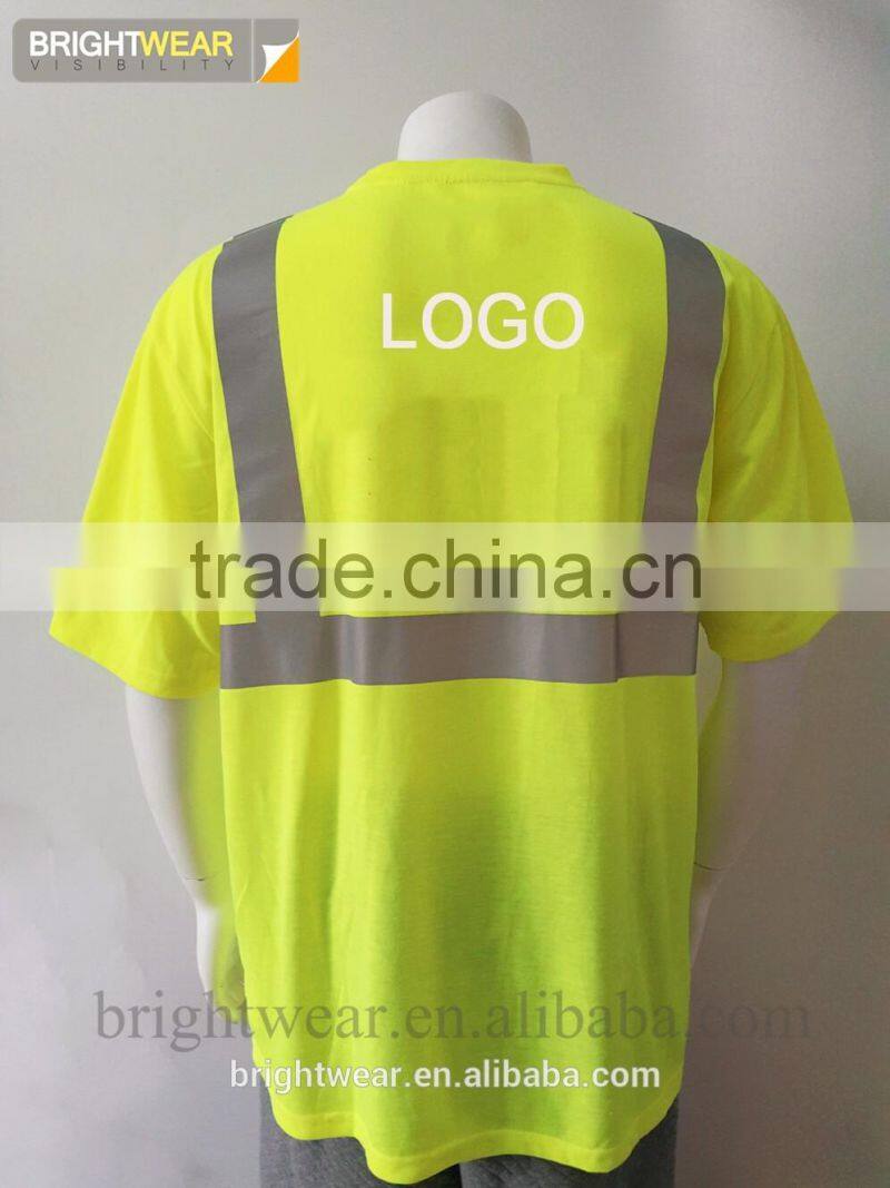 100%polyester ANSI 107 hi viz round neck protective t-shirt