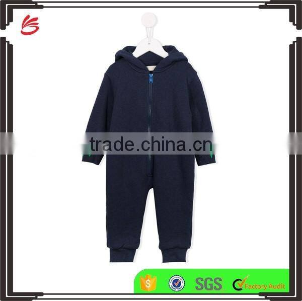 Navy Blue Cotton Animal Ears Hooded Baby Clothes Romper
