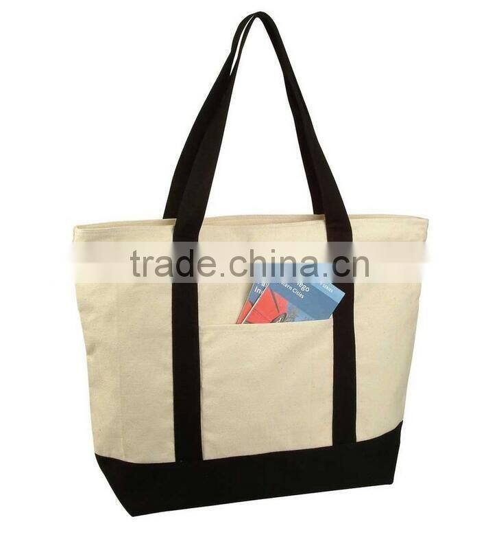 Hot sell fashion canvas beach bag rope handle tote bag for women