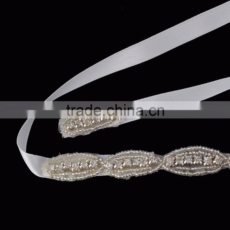 White Clear Rhinestone Circle Ring Ribbon Headband Headdress Wedding Hair Accessories
