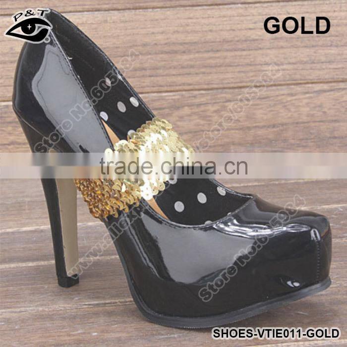 Black Silver Gold Sequins Elastic High Heel Straps /adjustable leather shoe straps/ Shoe Band Shoes Decor Accessories