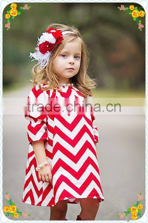 Custom Chevron Baby Birthday Dress For Christmas Kids Long Sleeve Princess Dress Flower Girls Dress Wholesale Children Clothing