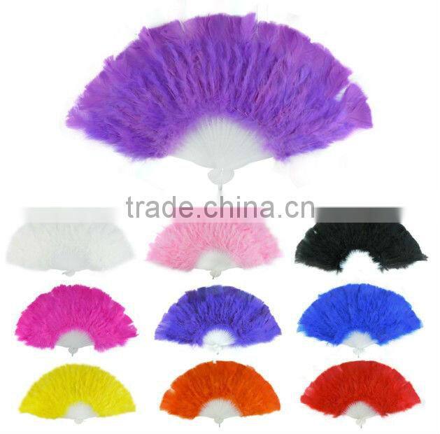 Festival Performance Feather Fan,Party Decorative Dyed Feather Fan,Dancing Folding Hand Fans Promo Gifts Wholesale Factory