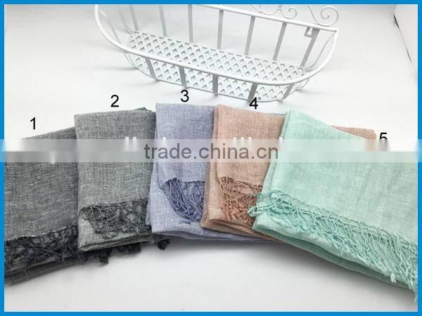 Wholesale 2017 new design lady's fashionable natural linen scarf