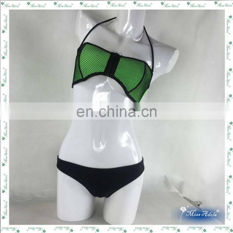 MissAdola Neoprene Women two pieces OEM Rubber swimsuit Beautiful Zipper swimwear diving wetsuit (M80)