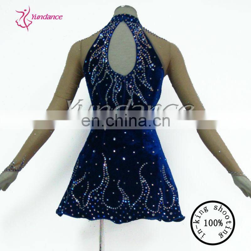 L-13101 Beautiful Ballroom Dance Adult Stage Classic Velvet Ice Skating Dance Dresses