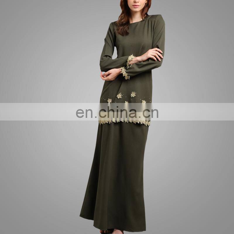 High Quality Newest Models Abaya Beautiful Embellished Malaysia Fashion Baju Kurung Muslim Women Dress