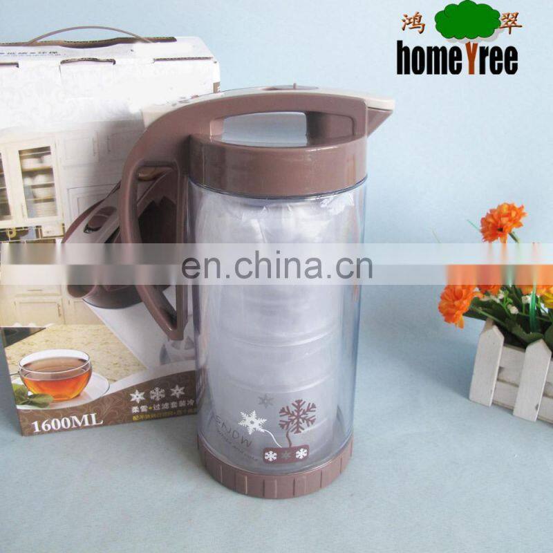 1600ml Snowflake Pattern Plastic Water Jug With Strainer And Side Handle Pouring Jug For 4 Person