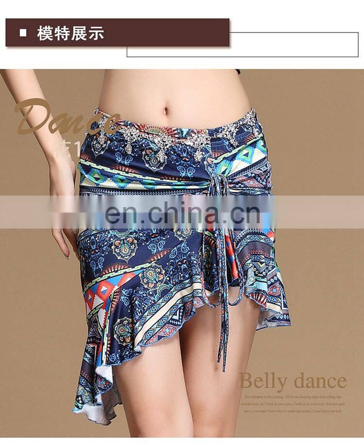 Q-6061 Egyptian Milk silk flower printing short belly dance skirt