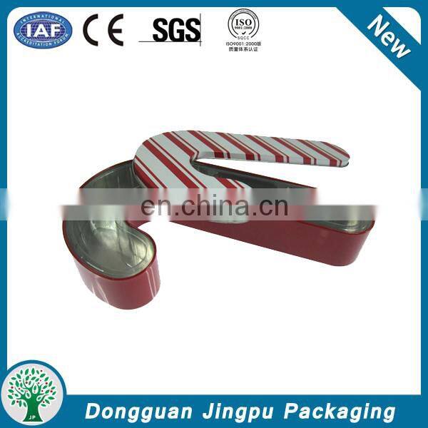Reliable quality christmas ornaments J shaped tin box for candy