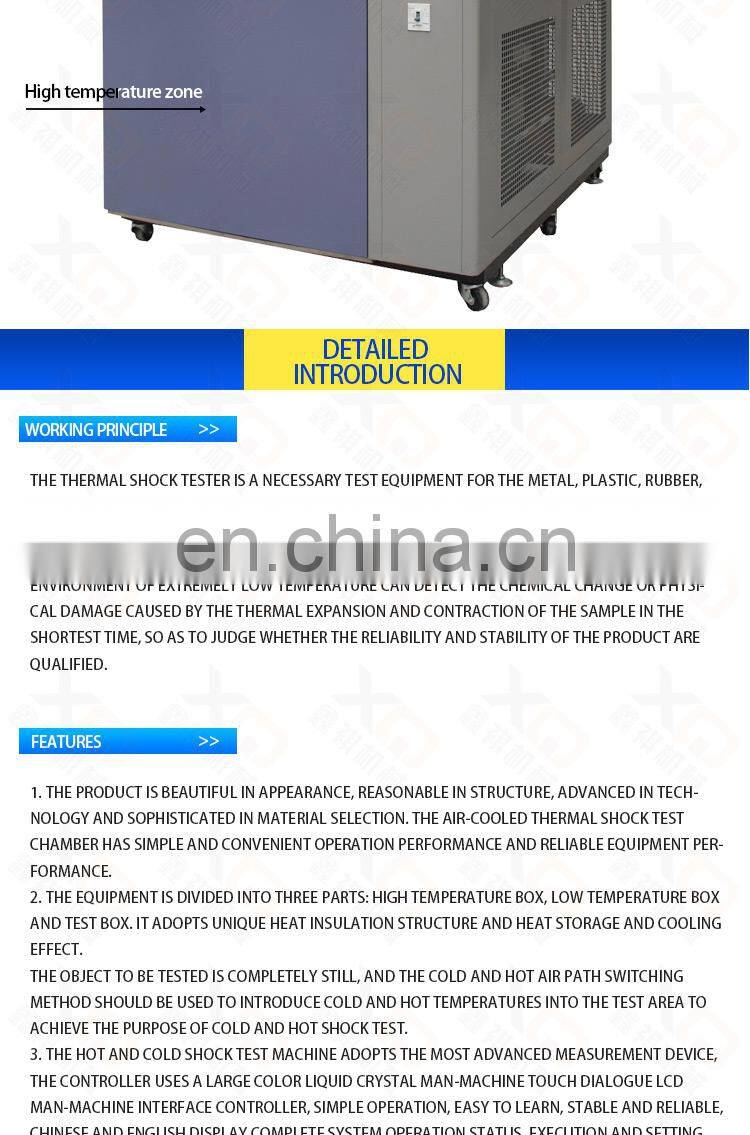 Testing Equipment Environmental Air cooled Cycle Thermal Shock Fast Impact Temperature Test Chamber
