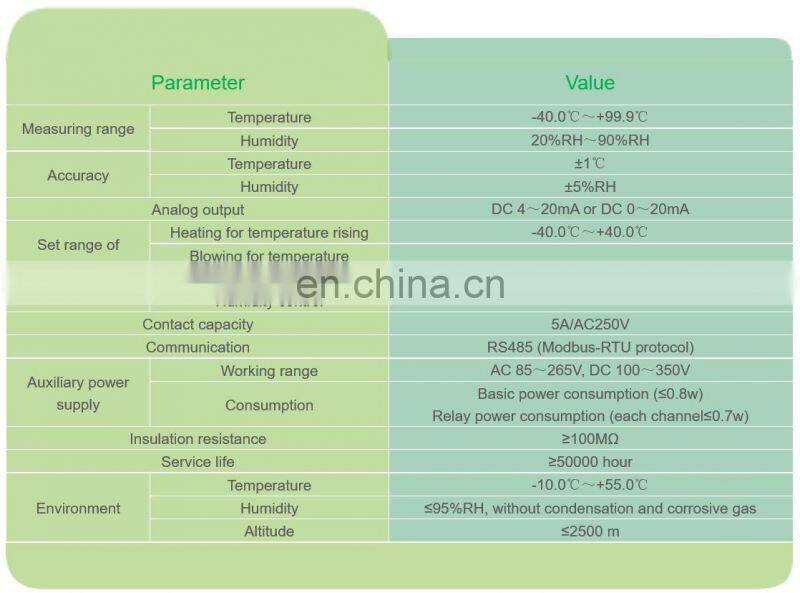Digital Temperature Humidity control and measuring meters with RS485 WHD20R-11/C