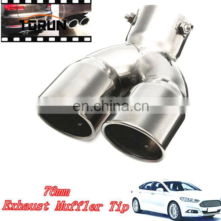 76mm 3" Universal Car Stainless Twin Double Dual Chrome Exhaust Pipe Muffler Tail Tip