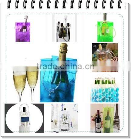 2016 Eco-friendly Colorful Pvc Beer Bottle Cooler Bag Plastic Pvc Ice Wine Bag