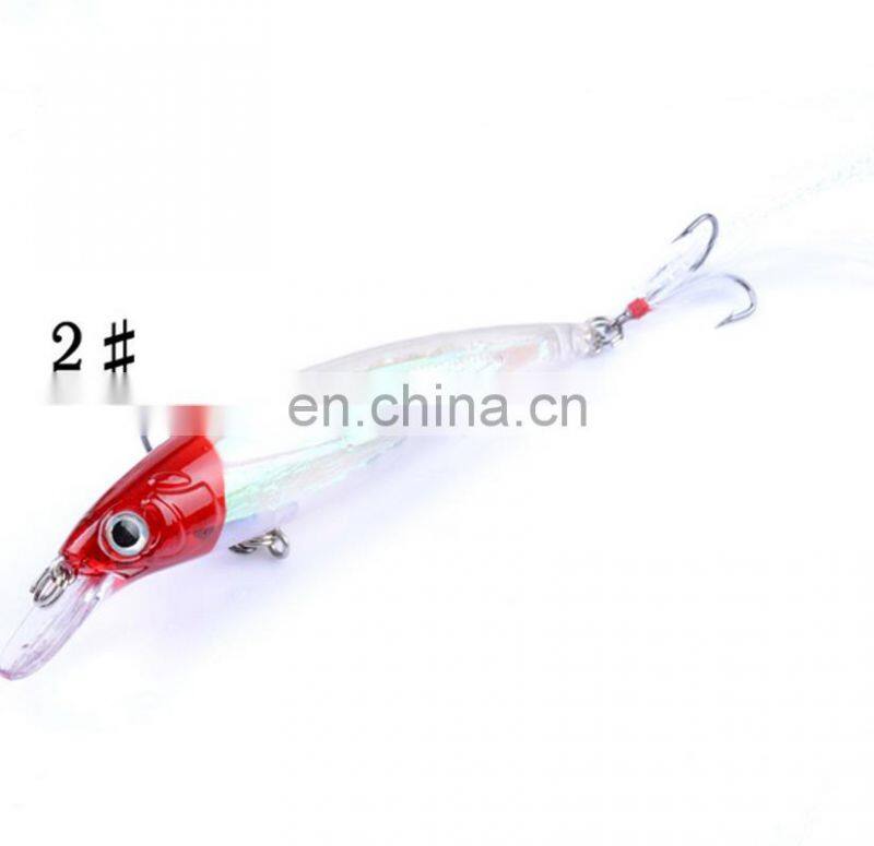 Hot Sale 11cm 13.4g ABS Plastic Fish Bait Fishing Minnow With Feather Hook