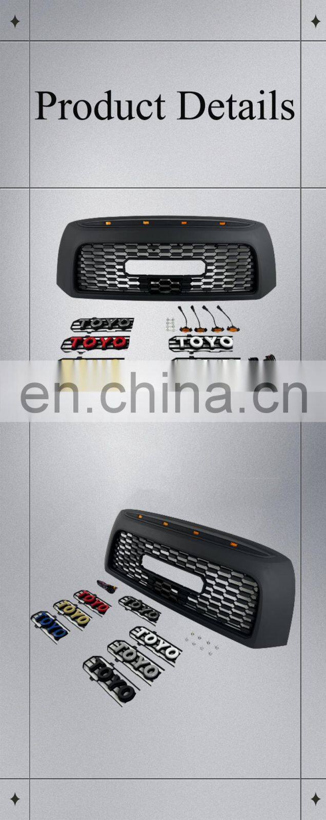 Classic style front grille bumper guard grill badge for tundra 2007 2008 2009